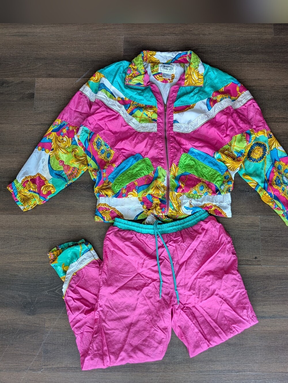 Vintage Clipper Bay sz. S pink windbreaker tracksuit set